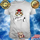Los Muertos Day of the Dead Halloween Skull Rose T-Shirt