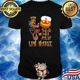 Love Halloween LPN Nurse Costume Stethoscope Leopard Pumpkin T-Shirt