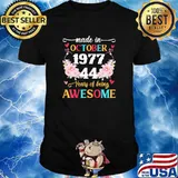 Made In October 1977 44 Years Of being Awesome Flower T-Shirt