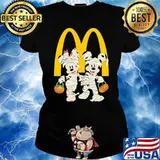 Mcdonalds logo minnie and mickey mouse s Ladies tee