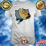 NERDY GAMER CAT EATING PIZZA shirt