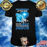 Never underestimate an old man who loves jeep and believes in jesus shirt