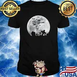 Nice halloween Full Moon Cemetery Graveyard Spooky Bats Night T-Shirt