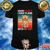 Nice sorry I Can't I Have Plans With My Cat Cute Animal Pet T-Shirt