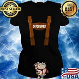 OKTOBERFEST SUSPENDERS GERMAN BAVARIAN BEER LEDERHOSE T-Shirt Ladies tee