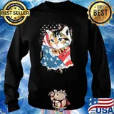 Patriotic Cat American Flag Shirt Sweater