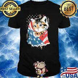 Patriotic Cat American Flag Shirt
