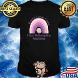 Peace Love Cure Chiari Malformation Awareness Rainbow T-Shirt
