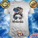 Pontoon life messy buns sunglasses american flag shirt