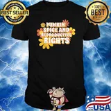 Pumpkin Spice And Reproductive Rights Flowers Fall Feminist Choice T-Shirt