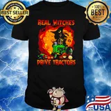 Real witches drive tractors halloween shirt