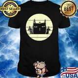 Retro Cat Vintage Annoyed Black Cat In Bad Mood Cat Lover T-Shirt