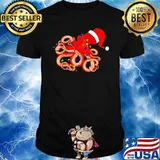 Santa Octopus lights christmas Shirt