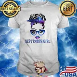 September Girl Galaxy Wink Eye Messy Bun Glasses T-Shirt