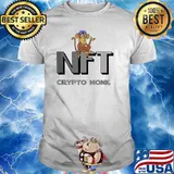 Smilecryptotees Funny NFT Crypto Monk Monkey Satire Cartoon T-Shirt