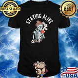Staying Alive Skeleton Drinking Coffee Shirt