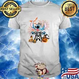 Stitch Trick Or Treat Halloween Skeleton Pumpkin T-Shirt