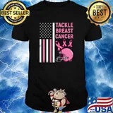 Tackle Breast Cancer Football Survivor American Flag T-Shirt