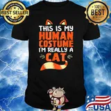 This Is My Human Costume I'm Really A Cat Halloween T-Shirt