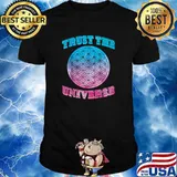 Trust the Universe Flower of Life Sacred Geometry Pink Blue T-Shirt