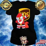 Ups logo with santa clause dabbing christmas s Ladies tee