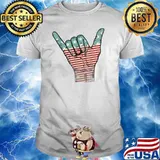 Usa Hang Loose American Shaka Hand Rock n Roll US Flag T-Shirt
