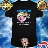 Vaccinated but please just stay the fuck away baby yoda hug target logo shirt