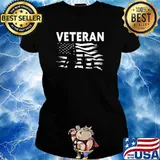 Veteran USA Flag Soldier Military Army T-Shirt Ladies tee