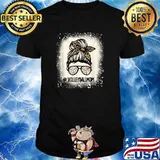 Volleyball Mom Messy Bun Bleached Leopard T-Shirt