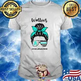 Warrior PCOS Awareness Ribbon Warrior Messy Bun Polycystic Ovary T-Shirt