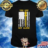 You Are Not Alone Suicide Prevention Awareness Yellow Ribbon American Flag T-Shirt