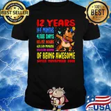 12 Years 144 Months Of Being Awesome 12th Birthday Dab Cat T-shirt