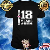 18 Years and Counting Breast Cancer Survivor Pink Ribbon T-Shirt