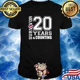 20 Years And Counting Breast Cancer Survivor Pink Ribbon T-Shirt