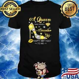 A Queen Was Born In December Glitter Diamond Shoes Birthday T-Shirt