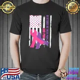 American Flag Breast Cancer and Domestic Violence Awareness T-Shirt