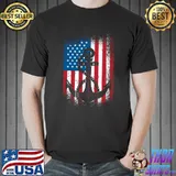 American flag sailing design anchor rope and anchor T-Shirt Unisex