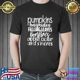 Autumn Flannels Pumpkins Hayrides Falling Leaves Smores T-Shirt