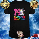 Awesome Since 1942 Dabbing Unicorn 79 year old 79th Birthday T-shirt