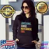 Awesome Since November 1981 40th Birthday Premium T-Shirt Hoodie