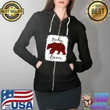 Baby Bear Matching Family Christmas Red Plaid Pajama T-Shirt Full Zip Hooded