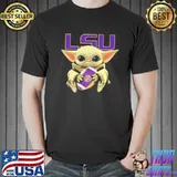 Baby Yoda Hug Lsu Tigers Football Shirt