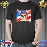 Baseball Skull 4Th Of July American Player Usa Flag s Unisex