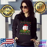 Baseball Sports Lover Xmas Santa Hat Ugly Baseball Christmas Premium T-Shirt Hoodie