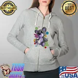 Bear With Broken Heart Colorfull Shirt Full Zip Hooded