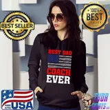 Best Dad Coach Ever Baseball USA Pitcher Catcher Baseball T-Shirt Hoodie