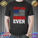 Best Dad Coach Ever Baseball USA Pitcher Catcher Baseball T-Shirt