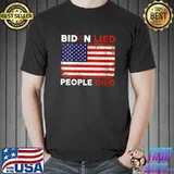 Biden Lied People Died USA Flag Vintage Bloody HandPrint T-Shirt