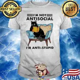 Black cat i’m not anti social i’m anti stupid shirt
