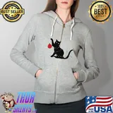 Black cat with lights christmas s Full Zip Hooded